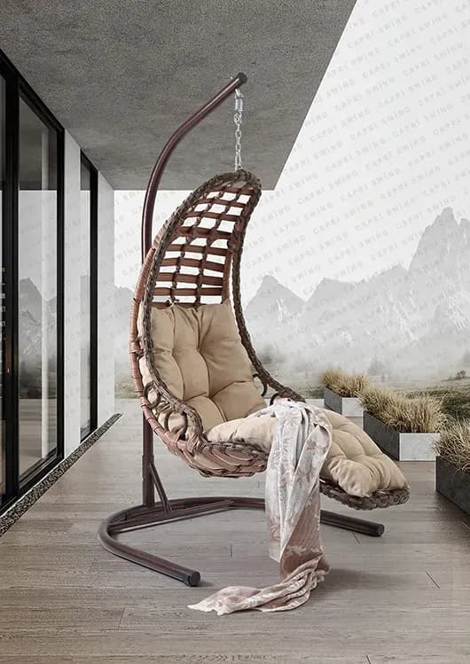 Bodrum Tekli Rattan Bahçe - Balkon Salıncağı